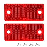 AGRISHOP Rechteckige Reflektoren Anschrauben,2Pack,90x40x8mm,mit E9-Prüfzeichen, Rückstrahler für Traktor Wohnwagen Streuscheibe Anhänger Katzenauge,Rot Rear Eckige Reflektor (Rot/Eckige/2Pack)