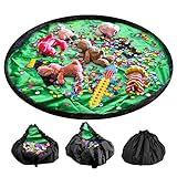 LandJoy Kinder Aufräumsack,Baby Spielzeug Aufbewahrung Spielmatte mit Tragegriff Spieldecke Speicher Tasche Kinderspielzeug-Aufbewahrungsbeutel（150cm Grün）