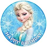 Essbare Tortenaufleger - Tortenaufleger Geburtstag - Tortendeko Elsa Frozen - Geburtstagskuchen Deko aus Fondant - Rund 20 cm - Esspapier Tortendeko - Tortenaufleger Frozen - Cake Decoration