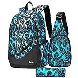 bunie Schulrucksack Jungen Teenager Kinder Große Schule Rucksack Mädchen Schultasche Coole Schulranzen Jungen 2 3 4 5 6 7 Klasse Ranzen Oder 8 9 10 11 12 13 14 15 Jahre School bag for Boys Sets Blau