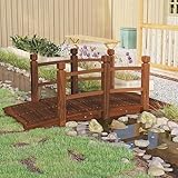 BOWEKAM Haus & Garten Brücke mit Geländer 150x67x56cm Massivholz Fichte Möbel Wahl