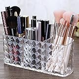 Ubitree Kosmetik Organizer, 3 Fächern Kristall Makeup Pinsel Halter für Eyeliners Lippenstift Wimperntusche, Acryl Schminkaufbewahrung für Badezimmer Schlafzimmer Waschtische Büro Schreibtisch