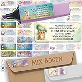 Sunnywall® Adress-Etiketten - Adress-Aufkleber Sticker Namensaufkleber mit Ihrem Wunschtext 57x 23mm, für 1 bis 5 Zeilen Text - 45 Stück – 45 Hintergründe zur Auswahl (Mix Etiketten)