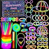 MOYKSRR 297 Stück Knicklichter Party Set, 8 Tolle Farben Knicklichter Kinder, Neon Leuchtstäbe, Knicklichter Leuchtspielzeug für Party deko, Brille, Haarnadel, Ohrring,Schmetterling, Ball, Lutscher