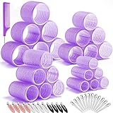 Selizo 4 Größe Lockenwickler Groß Locken,48 Stücke Jumbo Groß Kleine Lockenwickler Set Selbsthaftend Hair Rollers 63 mm 44mm 35mm 25mm Haarwickler mit klammern für lange mittlere klein Haare