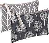 2 Stück Canvas Kosmetiktasche, Multifunktionale Make Up Tasche Tragbare Waschtasche Geldbörse Mäppchen Reißverschlusstasche Für Kosmetik Schreibwaren Kleingeld Karten(2 Stile)