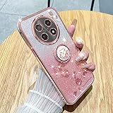 ATISIJIE Transparent Glitzer Hülle für Samsung Galaxy Note 8 Case mit Ringständer,Bling Glitter Handyhülle Ultradünn Stoßfest,Glitzernde Schutzhülle für Frauen Mädchen-Rosa